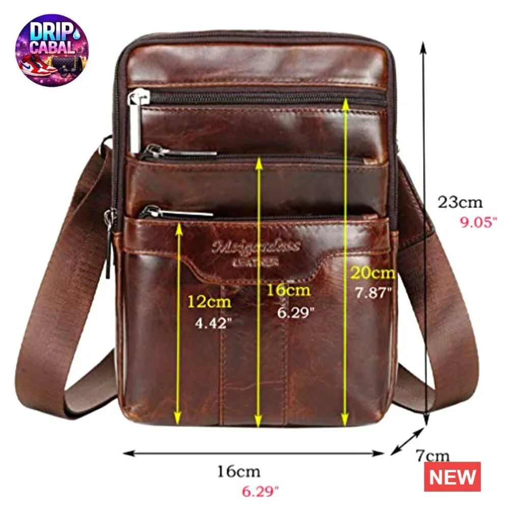 Genuine Leather Messenger Bag Crossbody Shoulder Sling Pack